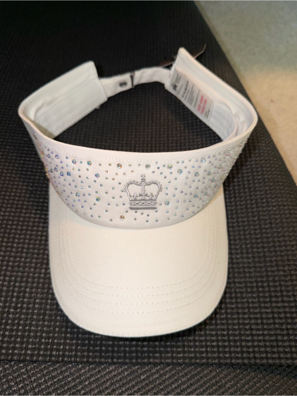 Women’s White Crystal Crown Visor